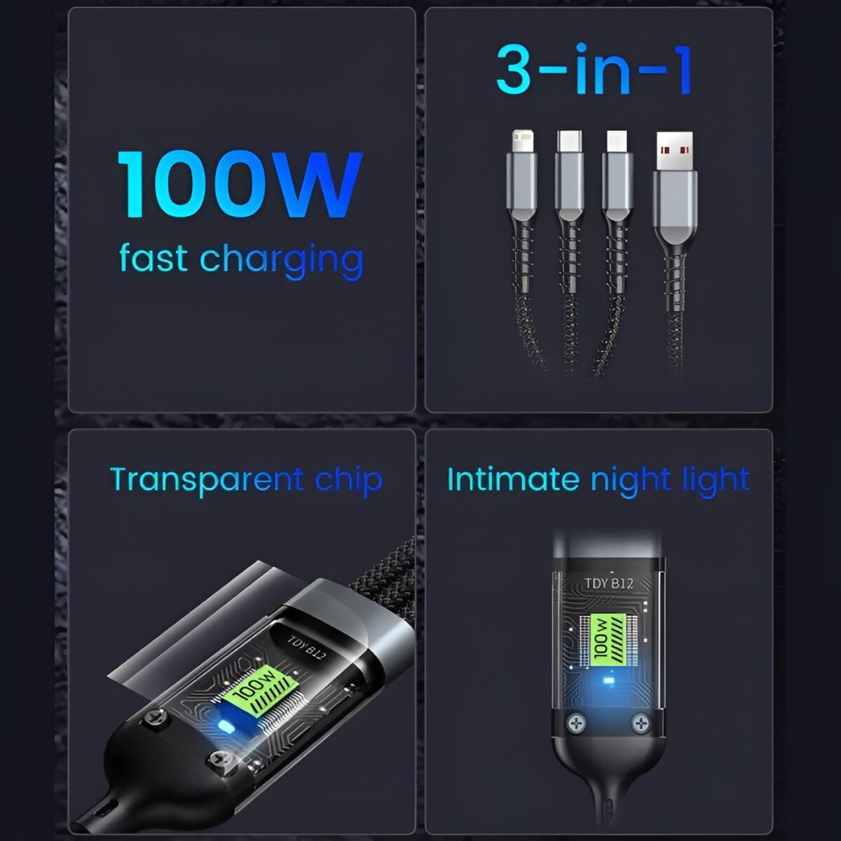 3-in-1 (100W) Fast Charging Cable - Image 5