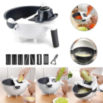 9 in 1 Multifunction Magic Rotate Vegetable Cutter with Drain Basket - Image 3
