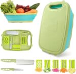 Multifunctional Folding Chopping Board Set with 6 Blades & Washing Basket - Image 4