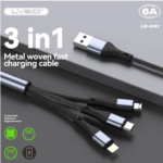 LVEID 3-in-1 Fast Charging Nylon Braided Cable (6A Max) - Image 2