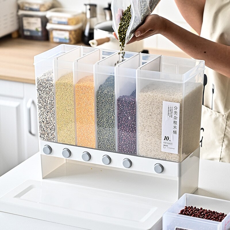 Multifunctional household rice bucket 4 6-in-1 Multifunctional Household Rice Bucket - Image 1