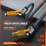 Pix PD 65W 4-in-1 USB Fast Charging Cable Nylon Braided Zinc Alloy - Image 3