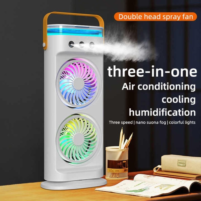 Rechargeable Remote Control Double Head Spray Cooling Fan4 Remote Control Double Head Cooling Fan- Rechargeable - Image 1