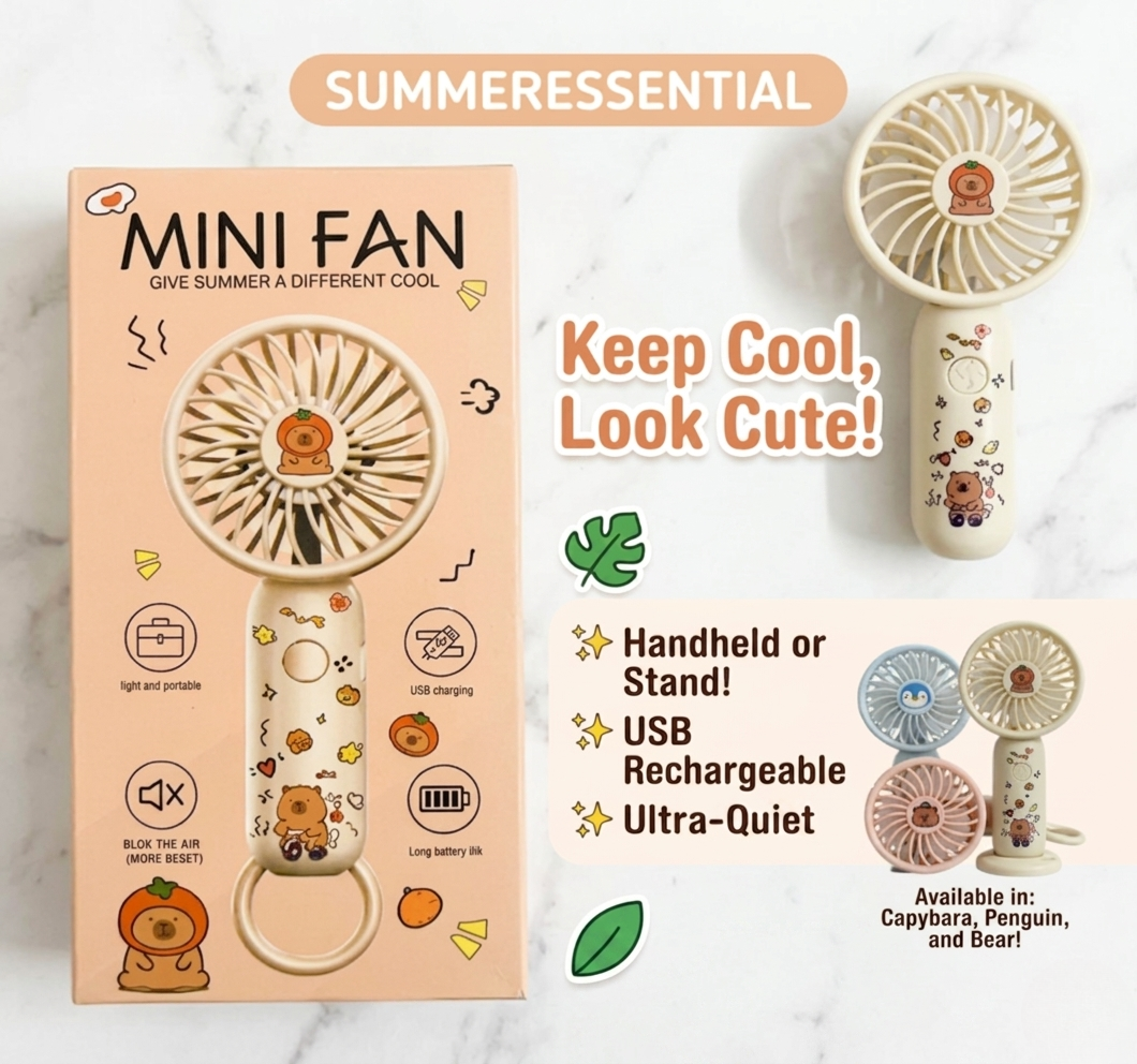 Premium Rechargeable Cartoon Mini Fan Cartoon Mini Fan ( Model= SD-44 ) - Image 1
