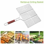 BBQ Net Holder Clipe || Big Size Stainless Steel Edging Barbecue Net BBQ Grill Grates Grid Wire Mesh Net barbecue Clip Tool || Steel Outdoor Camping Grill BBQ Mesh Net Tongs Clip Barbecue Cooking Tool-Silver