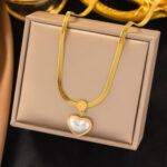 Pearl Heart Pendant 18k Gold Plated Necklace-414 Chaina