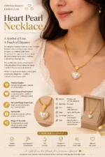 Pearl Heart Pendant 18k Gold Plated Necklace-414 Chaina - Image 3