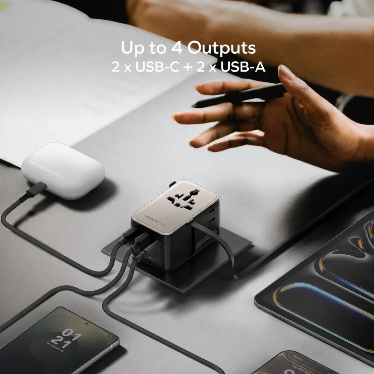 Momax 1-World+ 25W 3-Port Travel Adapter with USB-C Cable - Image 2