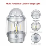 Camping Light - Portable Lamp - 20W Disco Light - Chargeable Multifunctional Stage Light - Emergency 1500mAh Power bank option - Classic RGB three Colour Rotating Light / 300Lumen / Yellow Colour Lamp Light / for Home / Camping / Hiking / Outdoor Activity,ক্যাম্পিং লাইট-পোর্টেবল ল্যাম্প-20w ডিস্কো লাইট-চার্জযোগ্য বহুগুণি স্টেজ লাইট-ইমার্জেন্সি 1500mah পাওয়ার ব্যাংক অপশন-ক্লাসিক rgb তিন রঙের ঘোরানো লাইট/300 লুমেন/হলুদ রঙের ল্যাম্প লাইট/বাড়ির জন্য/ক্যাম্পিং/হাইকিং/আউটডোর ক্রিয়াকলাপ - Image 4