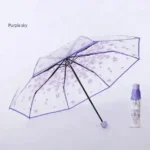 Transparent Flower Design Folding Umbrella || Transparent Folding Umbrella || Compact Transparent Rain Umbrella Romantic Sturdy Alloy Handle Manual Open For Girls Blue/Pink 1PC,স্বচ্ছ ফুলের ডিজাইনের ভাঁজ করা ছাতা ধুলাবালি স্বচ্ছ ভাঁজ করা ছাতা ধূসর কমপ্যাক্ট স্বচ্ছ বৃষ্টি ছাতা রোমান্টিক স্ট্রডি অ্যালো হ্যান্ডেল ম্যানুয়াল ওপেন মেয়েদের জন্য নীল/গোলাপী 1 পিস - Image 4