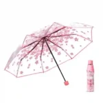 Transparent Flower Design Folding Umbrella || Transparent Folding Umbrella || Compact Transparent Rain Umbrella Romantic Sturdy Alloy Handle Manual Open For Girls Blue/Pink 1PC,স্বচ্ছ ফুলের ডিজাইনের ভাঁজ করা ছাতা ধুলাবালি স্বচ্ছ ভাঁজ করা ছাতা ধূসর কমপ্যাক্ট স্বচ্ছ বৃষ্টি ছাতা রোমান্টিক স্ট্রডি অ্যালো হ্যান্ডেল ম্যানুয়াল ওপেন মেয়েদের জন্য নীল/গোলাপী 1 পিস - Image 3
