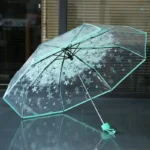 Transparent Flower Design Folding Umbrella || Transparent Folding Umbrella || Compact Transparent Rain Umbrella Romantic Sturdy Alloy Handle Manual Open For Girls Blue/Pink 1PC,স্বচ্ছ ফুলের ডিজাইনের ভাঁজ করা ছাতা ধুলাবালি স্বচ্ছ ভাঁজ করা ছাতা ধূসর কমপ্যাক্ট স্বচ্ছ বৃষ্টি ছাতা রোমান্টিক স্ট্রডি অ্যালো হ্যান্ডেল ম্যানুয়াল ওপেন মেয়েদের জন্য নীল/গোলাপী 1 পিস - Image 6