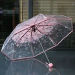 Transparent Flower Design Folding Umbrella || Transparent Folding Umbrella || Compact Transparent Rain Umbrella Romantic Sturdy Alloy Handle Manual Open For Girls Blue/Pink 1PC,স্বচ্ছ ফুলের ডিজাইনের ভাঁজ করা ছাতা ধুলাবালি স্বচ্ছ ভাঁজ করা ছাতা ধূসর কমপ্যাক্ট স্বচ্ছ বৃষ্টি ছাতা রোমান্টিক স্ট্রডি অ্যালো হ্যান্ডেল ম্যানুয়াল ওপেন মেয়েদের জন্য নীল/গোলাপী 1 পিস - Image 7