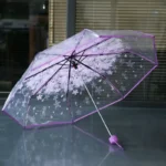 Transparent Flower Design Folding Umbrella || Transparent Folding Umbrella || Compact Transparent Rain Umbrella Romantic Sturdy Alloy Handle Manual Open For Girls Blue/Pink 1PC,স্বচ্ছ ফুলের ডিজাইনের ভাঁজ করা ছাতা ধুলাবালি স্বচ্ছ ভাঁজ করা ছাতা ধূসর কমপ্যাক্ট স্বচ্ছ বৃষ্টি ছাতা রোমান্টিক স্ট্রডি অ্যালো হ্যান্ডেল ম্যানুয়াল ওপেন মেয়েদের জন্য নীল/গোলাপী 1 পিস - Image 8