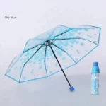 Transparent Flower Design Folding Umbrella || Transparent Folding Umbrella || Compact Transparent Rain Umbrella Romantic Sturdy Alloy Handle Manual Open For Girls Blue/Pink 1PC,স্বচ্ছ ফুলের ডিজাইনের ভাঁজ করা ছাতা ধুলাবালি স্বচ্ছ ভাঁজ করা ছাতা ধূসর কমপ্যাক্ট স্বচ্ছ বৃষ্টি ছাতা রোমান্টিক স্ট্রডি অ্যালো হ্যান্ডেল ম্যানুয়াল ওপেন মেয়েদের জন্য নীল/গোলাপী 1 পিস - Image 5