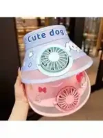 Summer children's sunshade hat, sun protection hat with fan, USB charging, empty top hat, cartoon dinosaur - Image 5