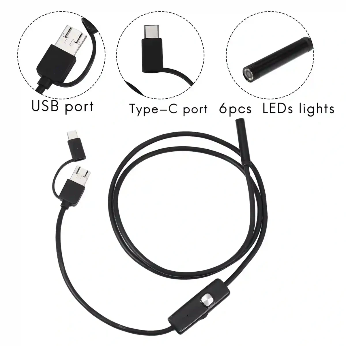 Waterproof Mobile Endoscope Camera Inspection Flexible Usb Android Phone Zoom Lens for Snake Borescope 3.5mm/7mm, বোরস্কোপের জন্য জলরোধী মোবাইল এন্ডোস্কোপ ক্যামেরা পরিদর্শন নমনীয় usb অ্যান্ড্রয়েড ফোন জুম লেন্স - Image 6