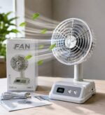 100-Speed USB Rechargeable Retro Mini Desktop Fan with Digital Display & Adjustable Angle - Image 2