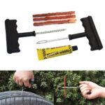 Car Tire Repair Tool Kit with Rubber Strips Tubeless Tyre Puncture Studding Plug Set - Image 2
