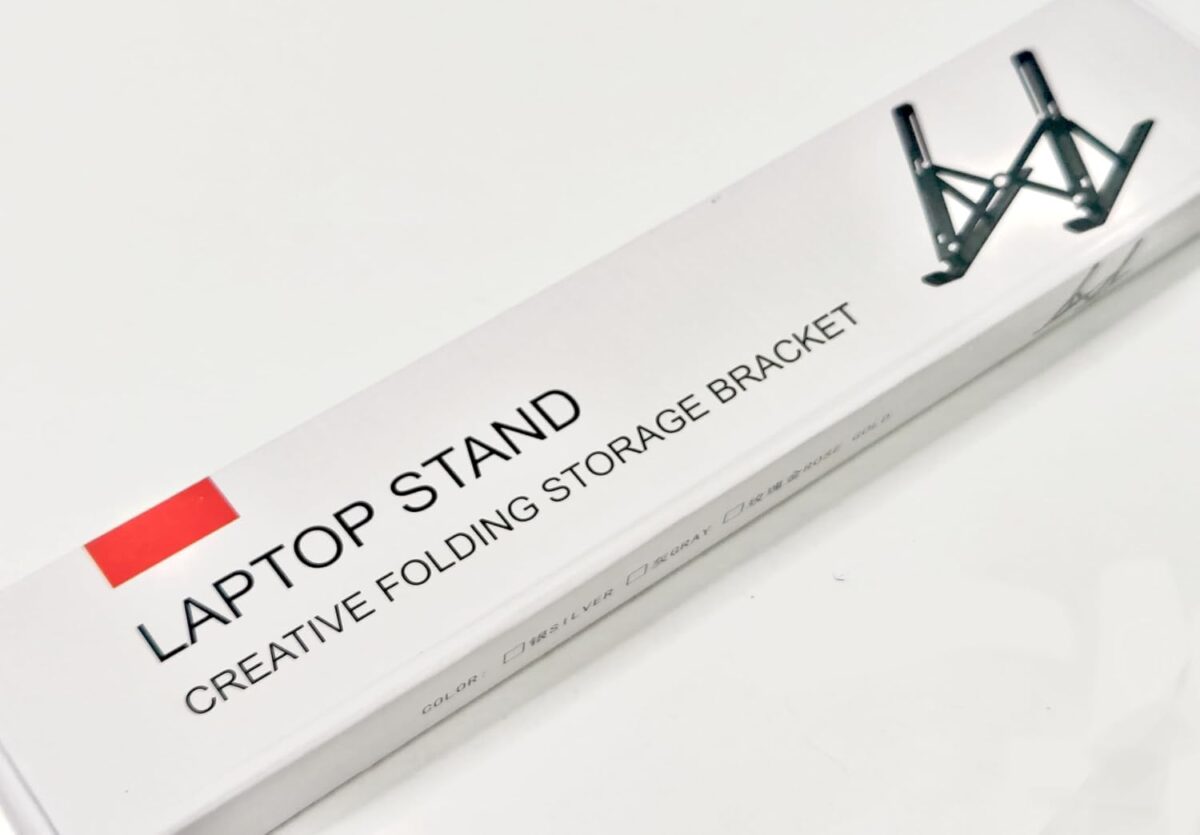 Aluminium Alloy Creative Folding Laptop Stand 6 Angles Adjustable Tabletop Anti Slip Silicon Rubber Pads Foldable Cloth Pouch Inside Silver - Image 2