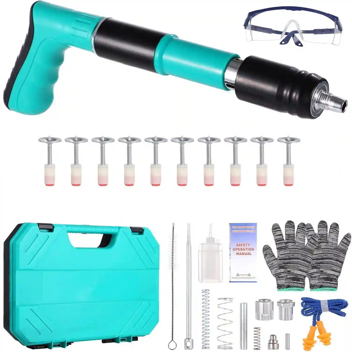 Manual Steel Nail Gun Kit with 50 Nails – 5 Speed Adjustable Wall Fastening Tool for Wood, Concrete & Home Decoration (2) Manual Mini Steel Nail Gun 5 Gears Power Adjustable Wall Nail Guns for Ceiling,Manual Steel Nails Gun Tool, Mini Portable Nail Shooting Machine with 100 Nails - Image 1