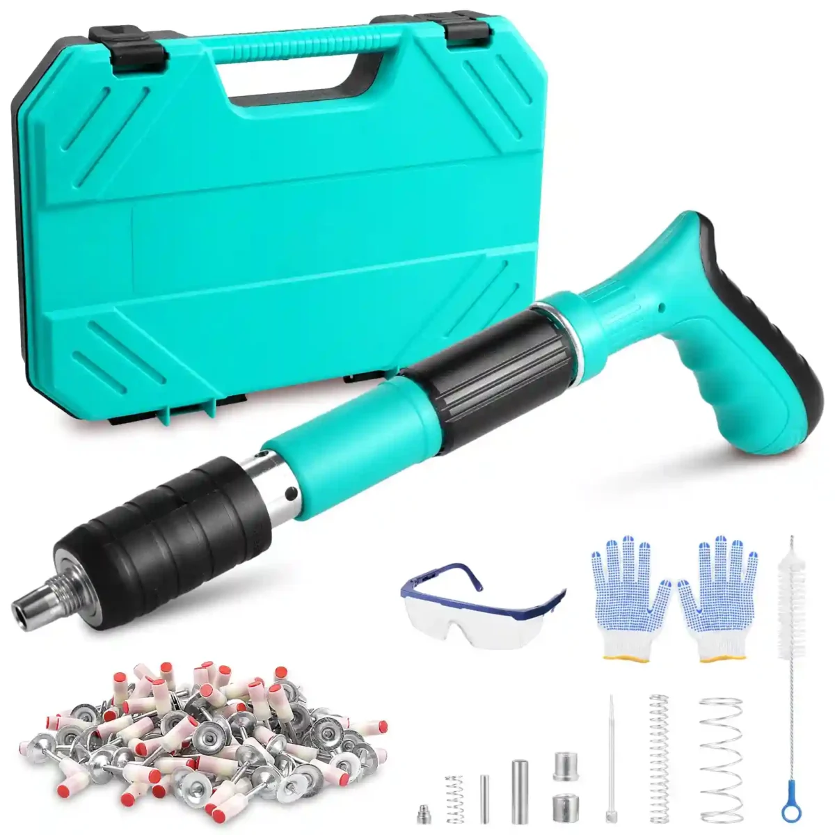 Manual Mini Steel Nail Gun 5 Gears Power Adjustable Wall Nail Guns for Ceiling，Manual Steel Nails Gun Tool, Mini Portable Nail Shooting Machine with 100 Nails - Image 2