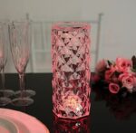 Rose Crystal Diamond LED Table Lamp with Touch Control  USB Rechargeable Decorative Night Light for Bedroom & Living Room - Image 6