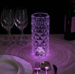 Rose Crystal Diamond LED Table Lamp with Touch Control  USB Rechargeable Decorative Night Light for Bedroom & Living Room - Image 5