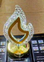 Golden Flame Crystal LED Table Lamp | Decorative Night Light | Islamic Home Décor Lamp by Allpointbd - Image 2