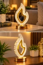 Golden Flame Crystal LED Table Lamp | Decorative Night Light | Islamic Home Décor Lamp by Allpointbd - Image 4
