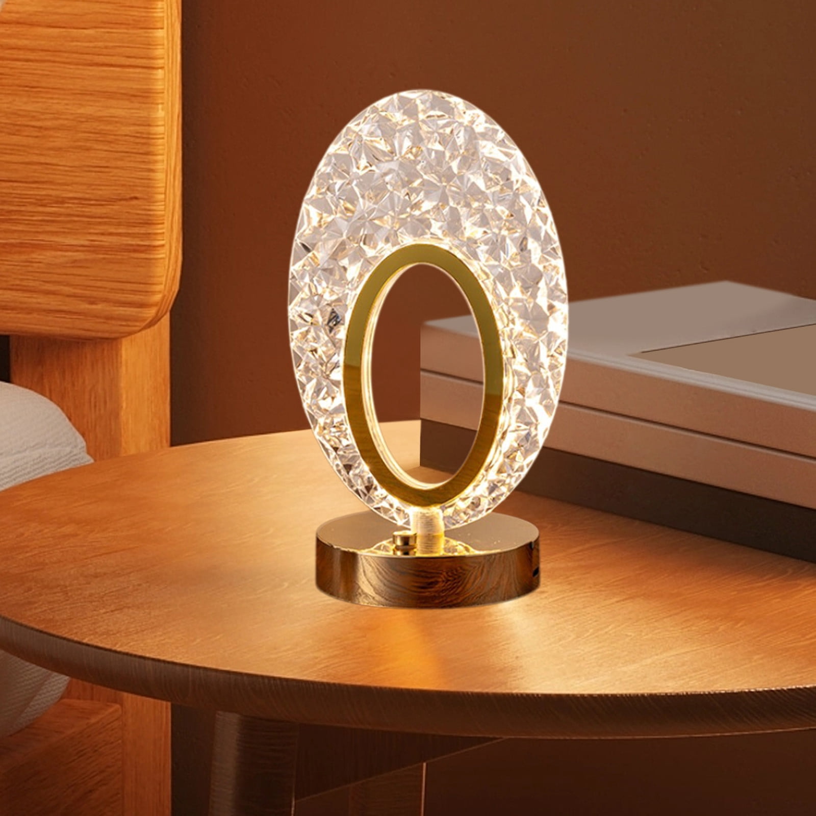 Oval Crystal LED Table Lamp Golden Decorative Night Light Modern Rechargeable Desk Lamp Home Décor allpointbd by Anaya Mart (1) Oval Crystal LED Table Lamp | Golden Decorative Night Light | Modern Rechargeable Desk Lamp | Home Décor - Image 1