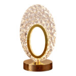 Oval Crystal LED Table Lamp | Golden Decorative Night Light | Modern Rechargeable Desk Lamp | Home Décor - Image 3