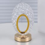 Oval Crystal LED Table Lamp | Golden Decorative Night Light | Modern Rechargeable Desk Lamp | Home Décor - Image 2