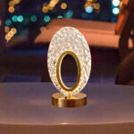 Oval Crystal LED Table Lamp | Golden Decorative Night Light | Modern Rechargeable Desk Lamp | Home Décor - Image 5